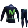 Radbekleidung Radtrikot Langarm + Lang Radhose 2017 Movistar Team Kinder N001
